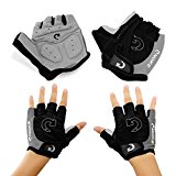 GEARONIC TM New Fashion Cycling Bike Bicycle Motorcycle Shockproof Foam Padded Outdoor Sports Half Finger Short Gloves - Gray 